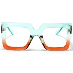 AIEYEZO Oversized Square Blue Light Glasses for Women Cute Big Frame Glasses Fashion Clear Multi-Color Computer Eyewear (Green Orange)