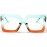 AIEYEZO Oversized Square Blue Light Glasses for Women Cute Big Frame Glasses Fashion Clear Multi-Color Computer Eyewear (Green Orange)