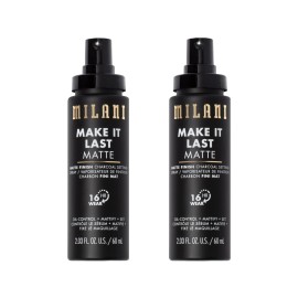 Milani Setting Spray + Primer, Make It Last Matte- Oil Absorbing Charcoal Formula to Control Shine, Matte Finish Setting Spray for Makeup and Primer for Oily Skin, Prime +Correct + Set - 2 Pack