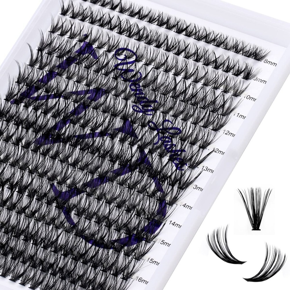 Lash Clusters Lashes Individual 300PCS C/D Curl Eyelash Extensions 0.07mm Thickness Individual Lashes Fluffy and Soft Volume Lashes Matt Dark Lashes Extension 8-16mm Mixed Length