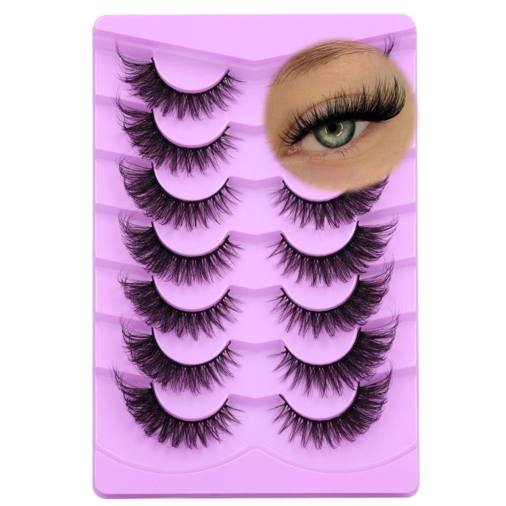 ALICE Eyelashes Fox Eye Lashes Mink Faux Natural False Eyelashes Wispy Cat Eye Lashes Pack Fake Eyelashes 7 Pairs