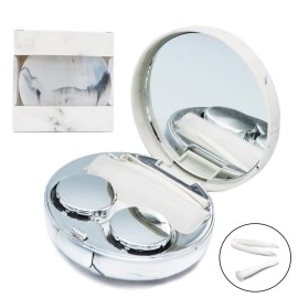 Vastsoon Contact Lens Case, Portable Cute Eye Contacts Colored Lenses Applicator Remover Tool Kit with Mirror Solution Bottle for Travel Daily Outdoor (Silver)