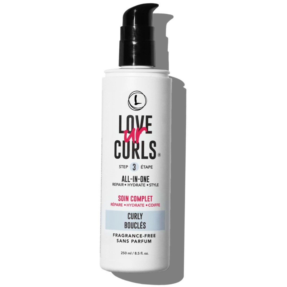 Love Ur Curls Fragrance Free All in One Curl Cream Styler for Curly Textured Hair, Repair, Define, Hydrate & Style with Shea Butter, 250mL
