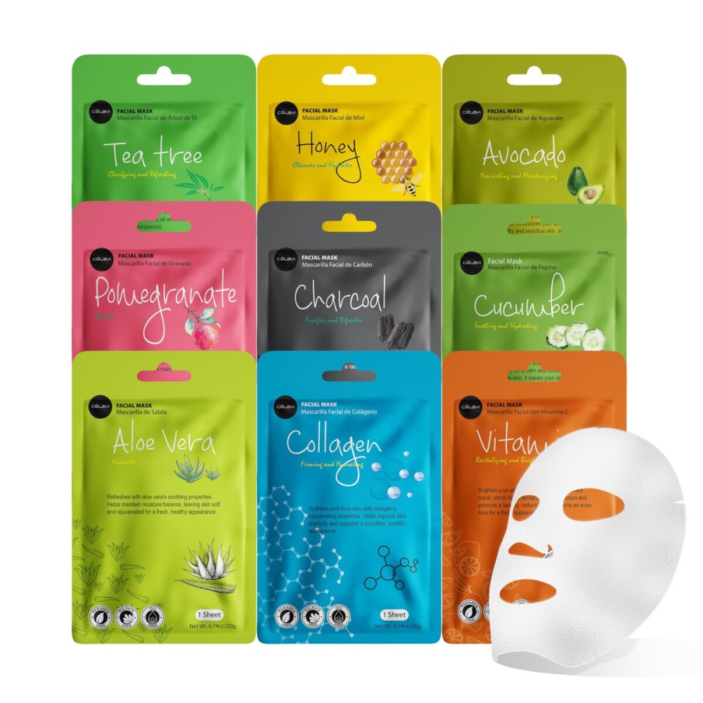 Celavi Essence Facial Face Mask K-Beauty Skincare Korea Skin Care Moisturizing 36 Pack B Set