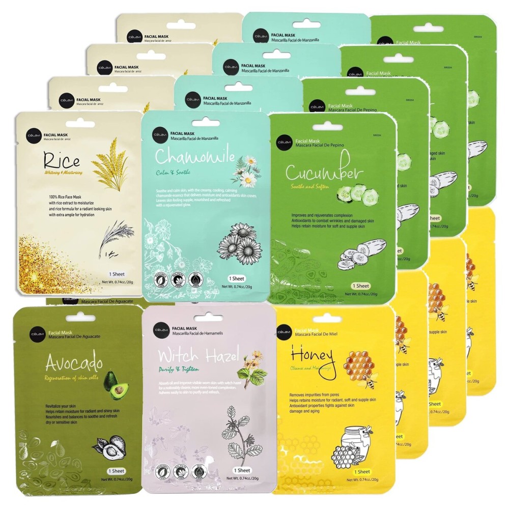 Celavi Essence Facial Face Mask K-Beauty Skincare Korea Skin Care Moisturizing (4 of each) B Set