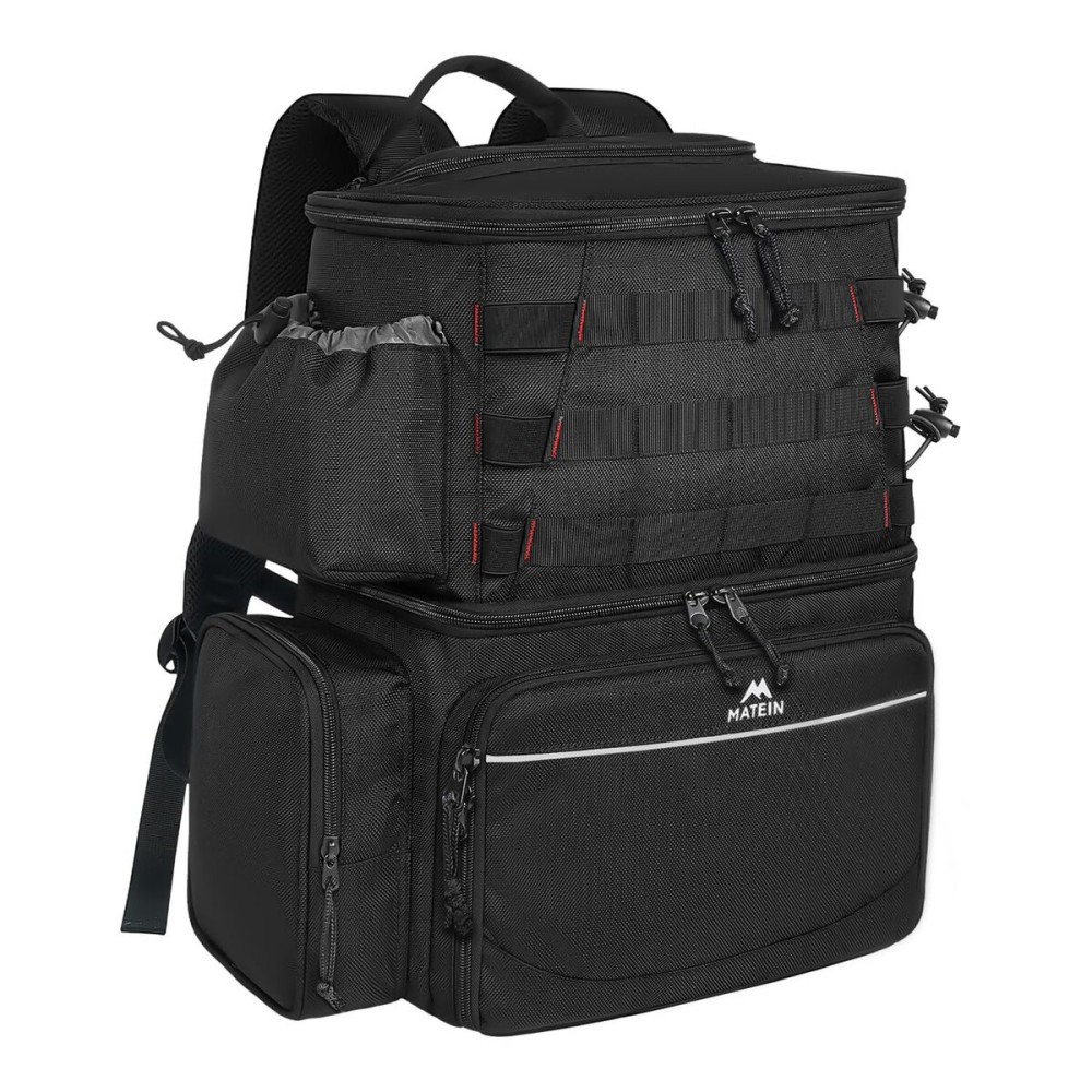 MATEIN Fishing Backpack, Water Resistant Fishing Tackle Box Bag with Rod Holders & Cooler, Gear Gifts for Men