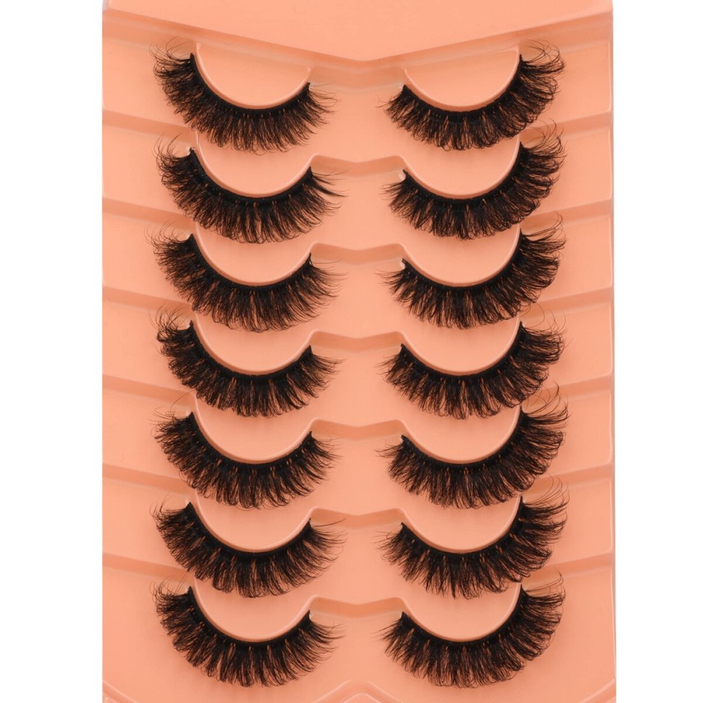 JIMIRE Mink Lashes Natural Fluffy False Eyelashes Volume Wispy 15MM Thick Fake Lashes Look Like Eyelash Extensions Pestaas 7 Pairs Pack