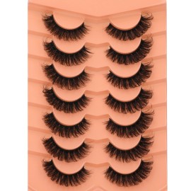 JIMIRE Mink Lashes Natural Fluffy False Eyelashes Volume Wispy 15MM Thick Fake Lashes Look Like Eyelash Extensions Pestaas 7 Pairs Pack