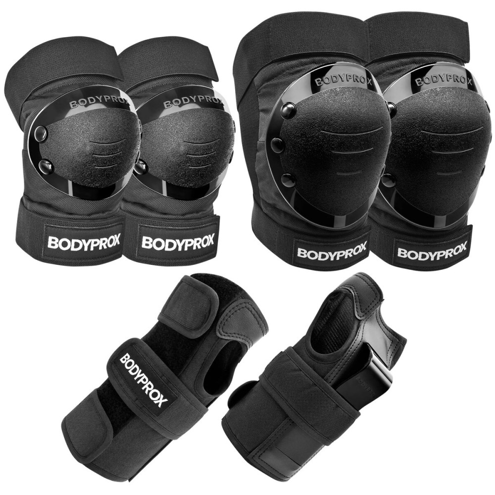 BODYPROX Knee Pads Elbow Pads Wrist Guards Set for Skateboarding, Roller Derby, BMX Ride, and Inline Skating (Small)