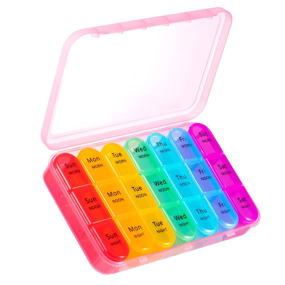 ASprink Pill Organizer 3 Times a Day - Weekly/Daily Pill Box 7 Day Medicine Organizer, Large Pill Case Pill Box 3 Times a Day, Travel Pill Organizer, to Hold Vitamins, Medicine