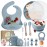 O\'doe 17-Piece BPA-Free Silicone Baby Feeding Set | Thick & Soft Suction Plates, Baby Bowls, Wooden Fork & Spoon, and More | Make Mealtime Fun and Easy for Your Little One (Blue, V2)