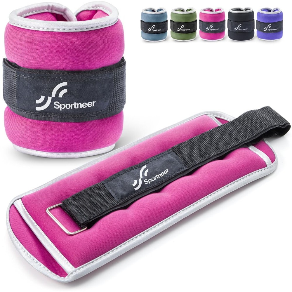 Sportneer Ankle & Wrist Weights with Reflective Straps for Women, Men & Kids - 1/2/3/4/5/10 lb Weighted Weights for Strength Training, Walking, Running, Pilates, Physical Therapy, Leg & Arm Workouts