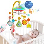 Eners Baby Crib Mobile with Music and Lights, Mobile for Crib with Remote Control, Rotation, Moon and Star Projection, Baby Crib Toys for Boys Girls (Red)