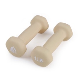 LIONSCOOL Neoprene Coated Dumbbell Weights (Vanilla 1lb Pair)