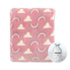 CREVENT 30\'\'X40\'\' Cozy Fluffy Warm Fleece Baby Crib Blanket for Unisex Infant Toddler Crib Cot Stroller (Coral Red Rainbow)