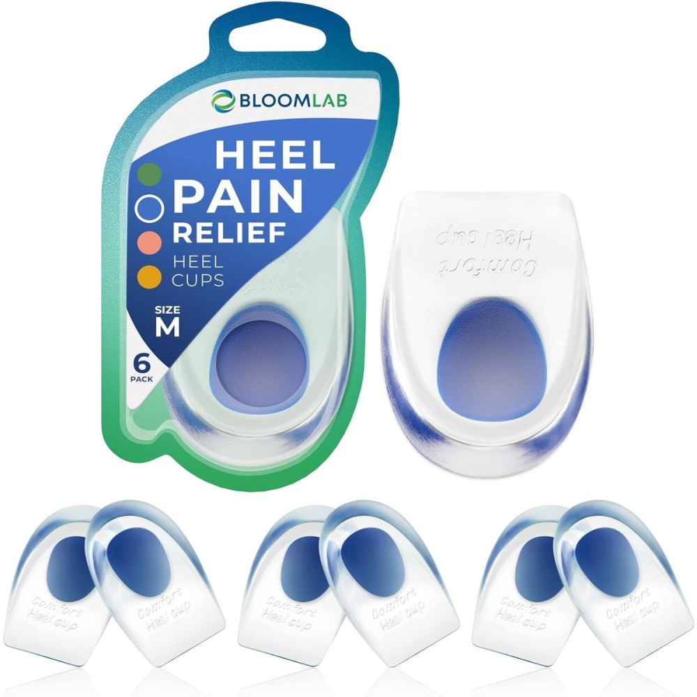 Gel Heel Pads, 6 Pack, for Achilles Tendonitis, Shoe Wedge Inserts for Plantar Fasciitis, Bone Spur, Foot Pain Relief Support, Comfort Cushion Insoles for Women/Men