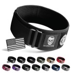 Gymreapers Quick Locking Weightlifting Belt for Bodybuilding, Powerlifting, Cross Training - 4 Inch Neoprene with Metal Buckle - Adjustable Olympic Lifting Back Support (Large, Black - Patch)