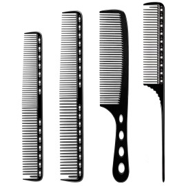 CGBARBER 4 Types Aluminum Hair Combs for Cutting Stainless Steel Hair Tail Metal Comb (Black)