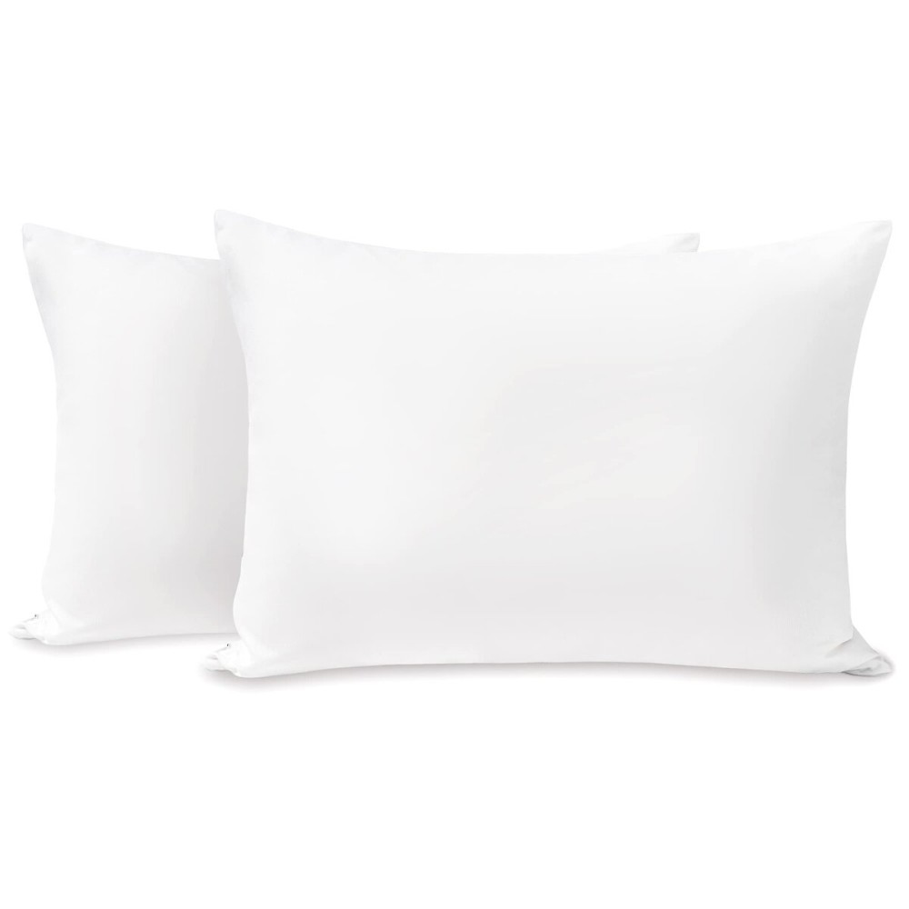 TILLYOU Toddler Pillowcase 2 Pack with Zipper,Silky Soft Microfiber 13 x 18 Kids Travel Pillow Cases,White