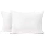 TILLYOU Toddler Pillowcase 2 Pack with Zipper,Silky Soft Microfiber 13 x 18 Kids Travel Pillow Cases,White