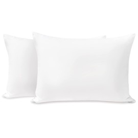 TILLYOU Toddler Pillowcase 2 Pack with Zipper,Silky Soft Microfiber 13 x 18 Kids Travel Pillow Cases,White