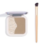 ELLESY Highlighter Makeup Palette Silky Texture Face Sculpting Highlighter Contouring Palette Lightweight Makeup Kit Grey Toned Natural Looking Contour Powder with brush-C01
