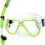 Greatever Dry Snorkel Set,Panoramic Wide View,Anti-Fog Scuba Diving Mask,Professional Snorkeling Gear for Kids
