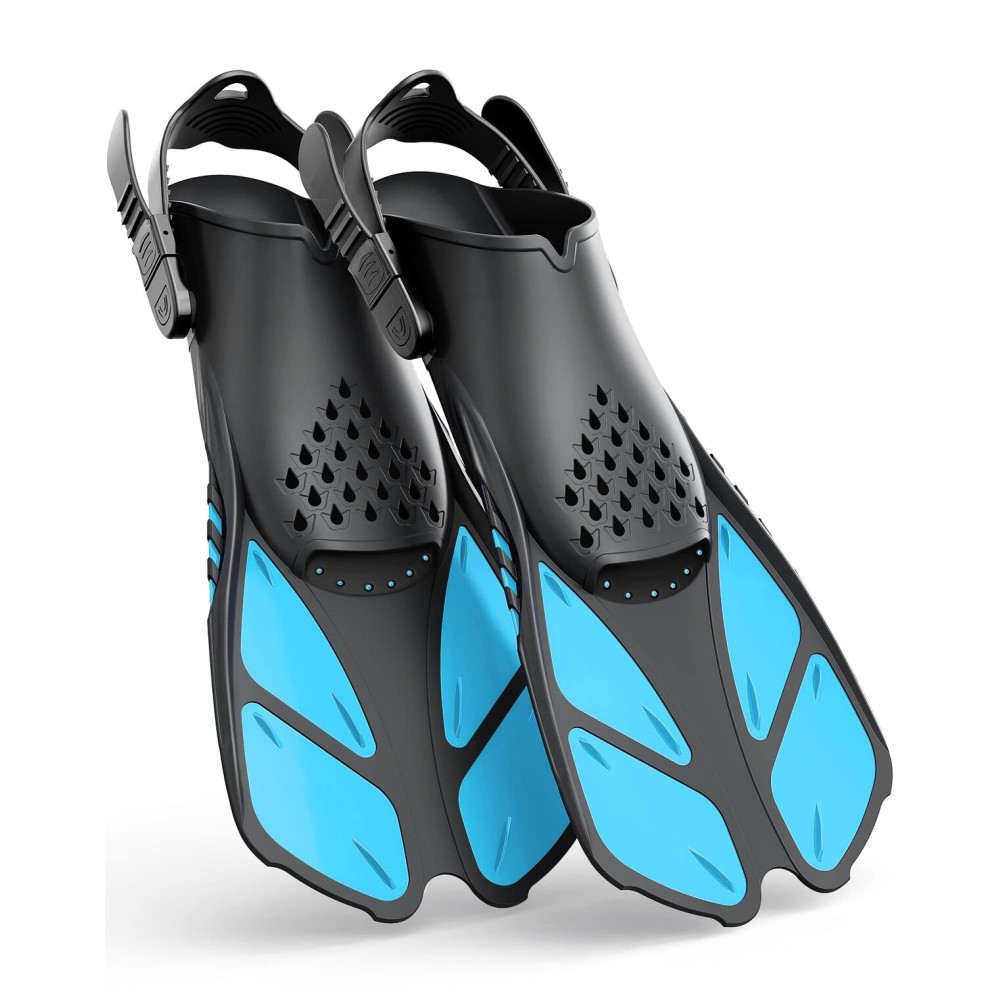 Greatever Snorkel Fins Adjustable Buckles Open Heel Swim Flippers Travel Size Short Swim Fins for Snorkeling Diving Swimming Adult Men Womens