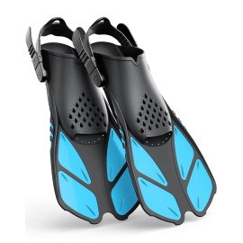 Greatever Snorkel Fins Adjustable Buckles Open Heel Swim Flippers Travel Size Short Swim Fins for Snorkeling Diving Swimming Adult Men Womens