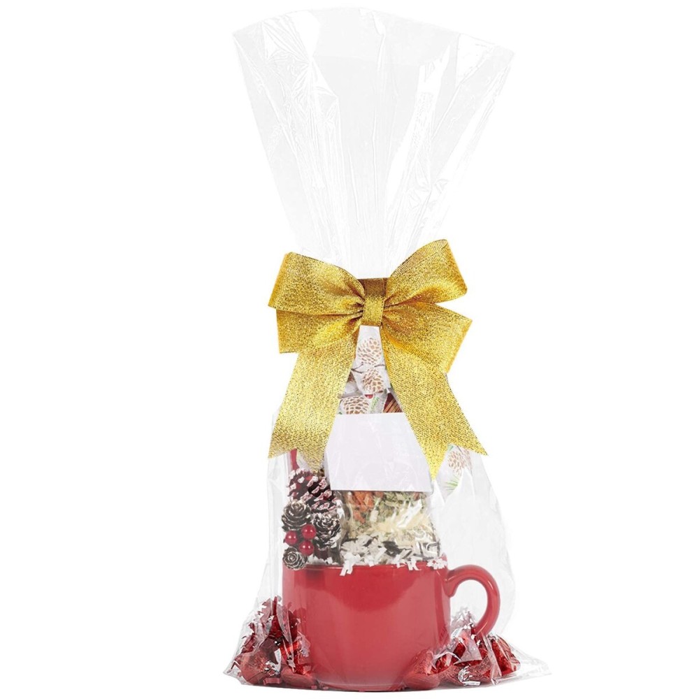 Morepack 10x20 Inches Cellophane Bags,Clear Cellophane Gift Bags for Mugs,Bottles,10Pieces (Bow and Ribbon Not Included)