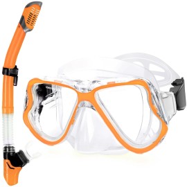 Greatever Dry Snorkel Set,Panoramic Wide View,Anti-Fog Scuba Diving Mask,Professional Snorkeling Gear for Kids
