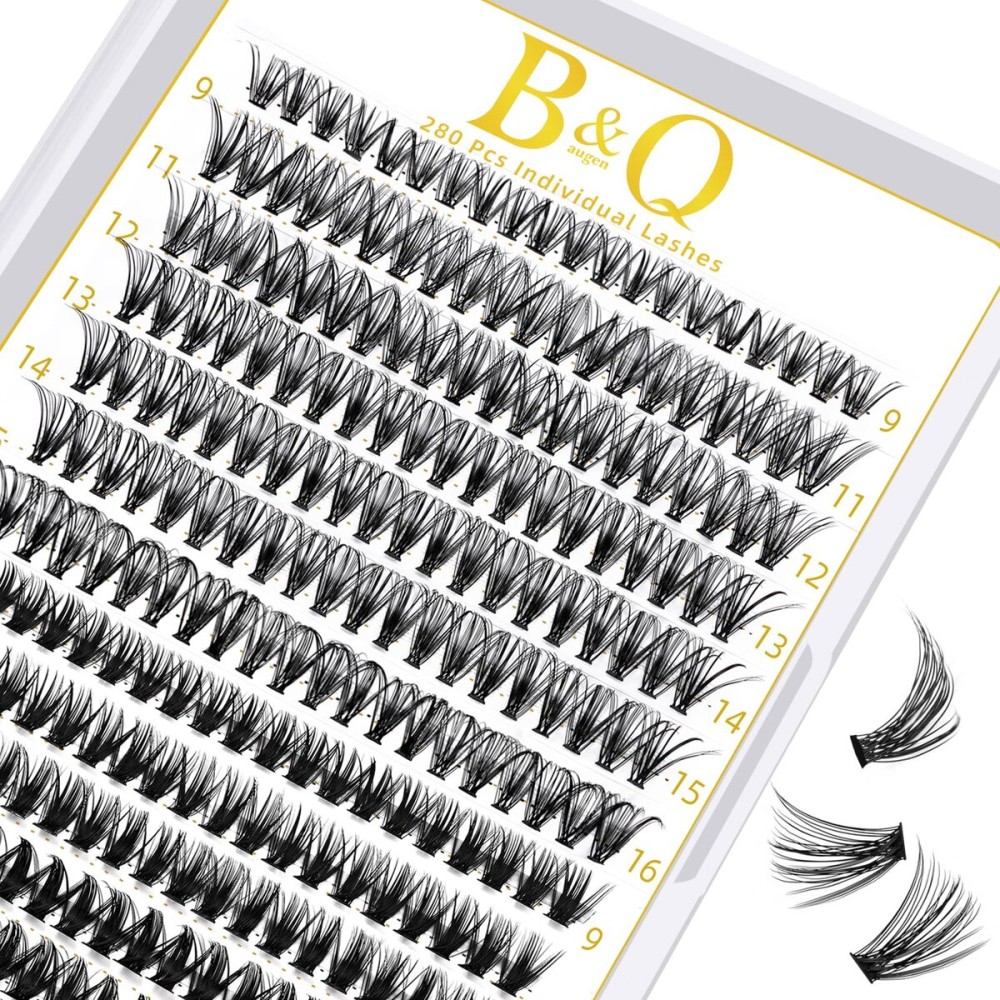 B&Qaugen Lash Clusters 30D 50D-C-9-16MIX Individual 280 Clusters False Eyelash 9-16MIX Lash Clusters Extensions DIY Eyelash Extensions at Home (30D 50DC-9-16MIX)