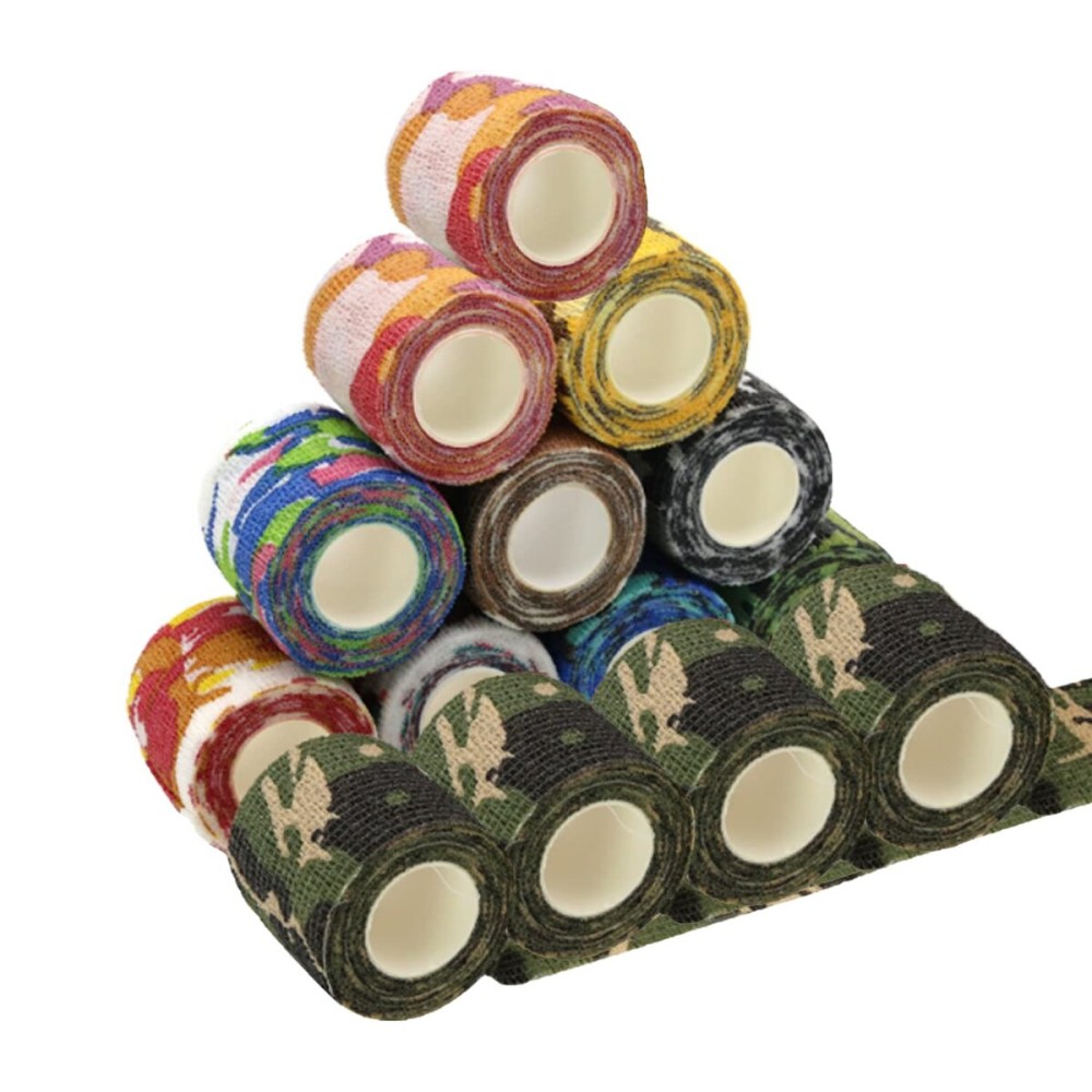 KISEER 15 Pack 2 Inch x 5 Yards Self Adhesive Bandage Breathable Cohesive Bandage Wrap Rolls Elastic Self-Adherent Tape for Stretch Athletic, Sports, Wrist, Ankle (Multi Camo)