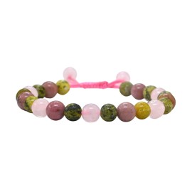 Amazing Gemstone Love Manifestation Bracelet - Serpentine Rhodonite Rose Quartz Bracelet Set for Men Women Healing Calming Anxiety Stress Relief Gifts Pulseras Para Hombres Mujer Stuffer (Adjustable)