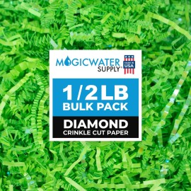 MagicWater Supply - 1/2 LB - Diamond Lime Green - Crinkle Cut Paper Shred Filler great for Gift Wrapping, Basket Filling, Birthdays, Weddings, Anniversaries