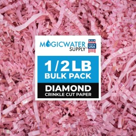 MagicWater Supply - 1/2 LB - Diamond Light Pink - Crinkle Cut Paper Shred Filler great for Gift Wrapping, Basket Filling, Birthdays, Weddings, Anniversaries
