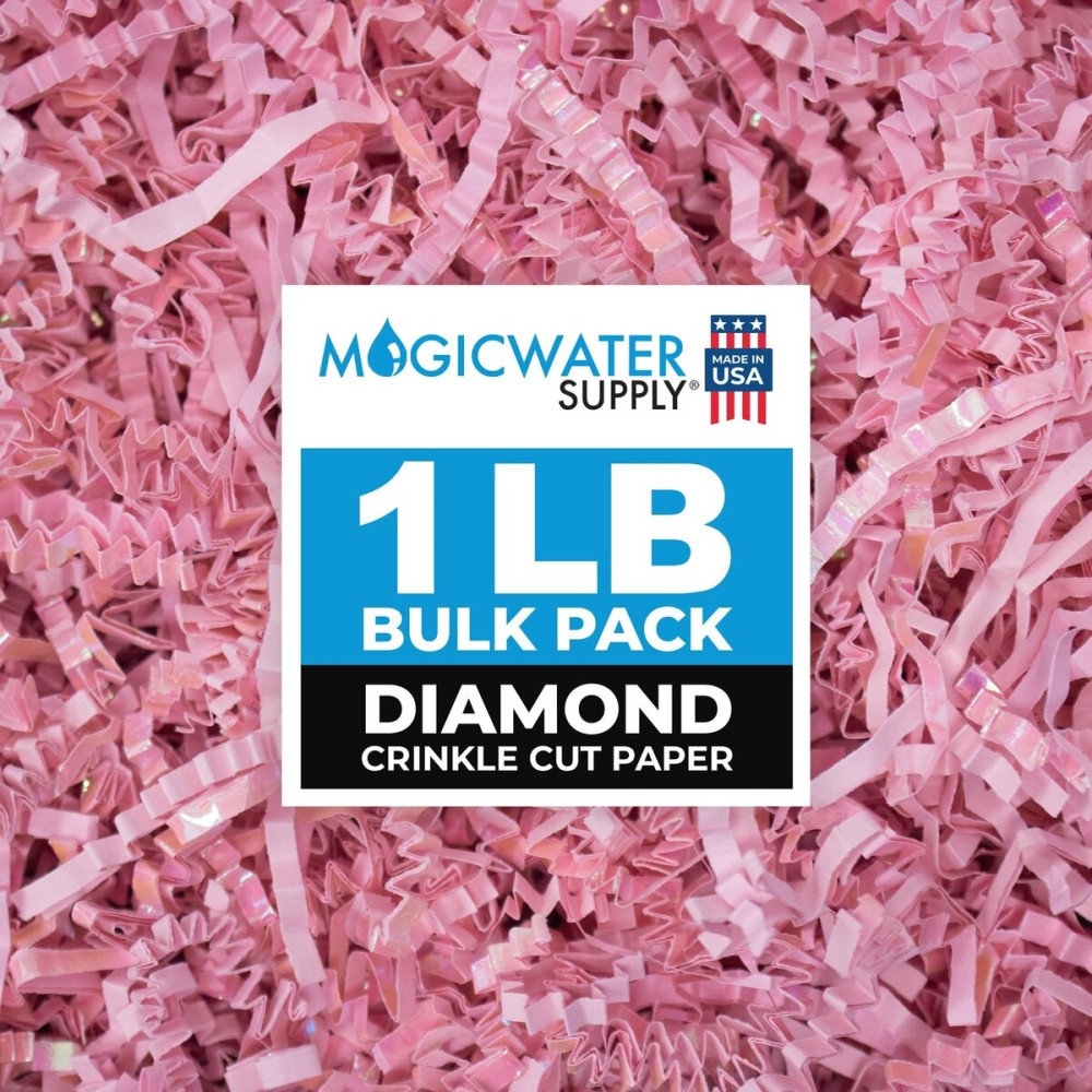 MagicWater Crinkle Cut Paper for Gift Baskets - 1LB Diamond Light Pink - Perfect for Shredded Paper Filler, Basket Filler, Gift Boxes, Bridesmaid Gifts, Christmas Stuffers & More Occasions