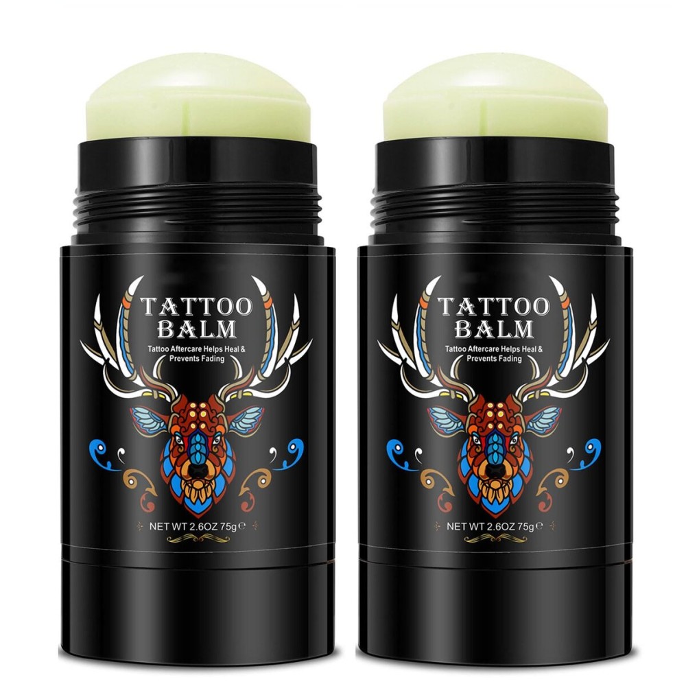 2pack Tattoo Aftercare Butter Balm, 2.6 oz, Old & New Tattoo Moisturizer Healing Brightener for Color Enhance, Natural Tattoo Cream