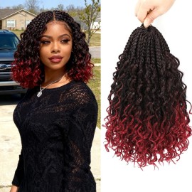 8 Packs Crochet Box Braids- 10 Inch Bohomian Box Braid Crochet Hair Boho Box Braids Crochet Braids Hair Synthetic Braiding Hair Goddess Box Braids Crochet Hair for black women (10(8Packs), 1B/Bug)