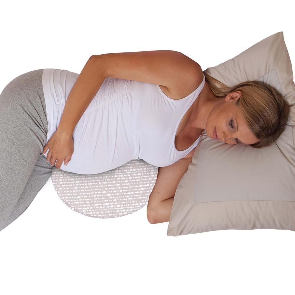 Boppy Wedge Pregnancy Pillow with Washable Organic Cotton Cover - Compact Wedge Maternity Pillow for Back, Knees, Pelvic Floor at Home & Travel - Biscotti Liquid Stripe