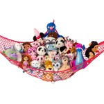 Lilly\'s Love Stuffed Animal Hammock | Corner Hanging Organizer, Toy Storage, Stuffed Animal Storage Net | Made From Quality Fishing Net, Holds 12lbs | 67x47x47 (Red)