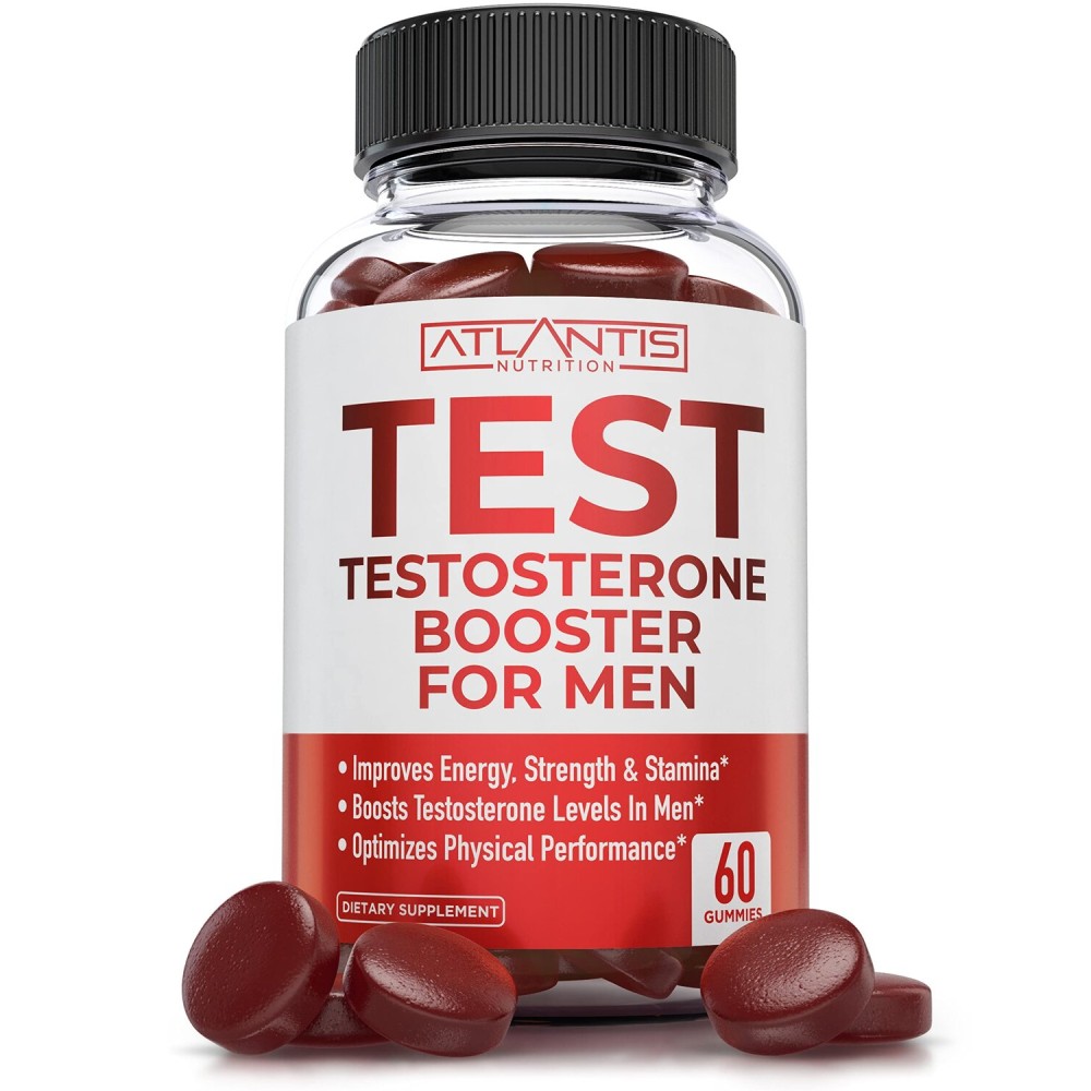 Atlantis Nutrition Testosterone Booster For Men Gummies - Male Enhancement, Boosts Energy, & Optimizes Physical Performance Formulated w/Tribulus, Horny Goat Weed, Saw Palmetto, Maca Root - 60 Gummies
