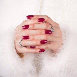 DANNI & TONI Semi Cured Gel Nail Strips Burgundy (Claret) Deep Red Glaze Nail Wraps 28 Stickers