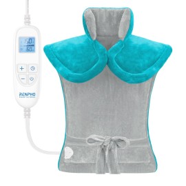 RENPHO Heating Pad for Back Pain Relief, Christmas Gifts for Men Women, FSA Eligible, Stocking Stuffers, Edge Weighted Electric Heat Pad for Neck and Shoulder, ETL Certified, 24x33, Gray Green