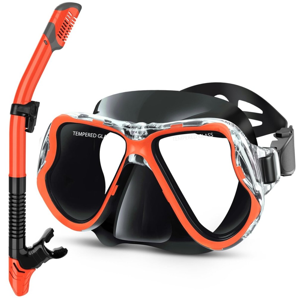 Greatever Dry Snorkel Set,Panoramic Wide View,Anti-Fog Scuba Diving Mask,Professional Snorkeling Gear for Kids