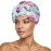INNELO Luxury Shower Cap for Women Reusable Waterproof, Double Layered Shower Hair Cap with Adjustable Elastic Strap, Large Satin Lined Shower Bath Cap for Long Curly Straight Hair, Green-Flower