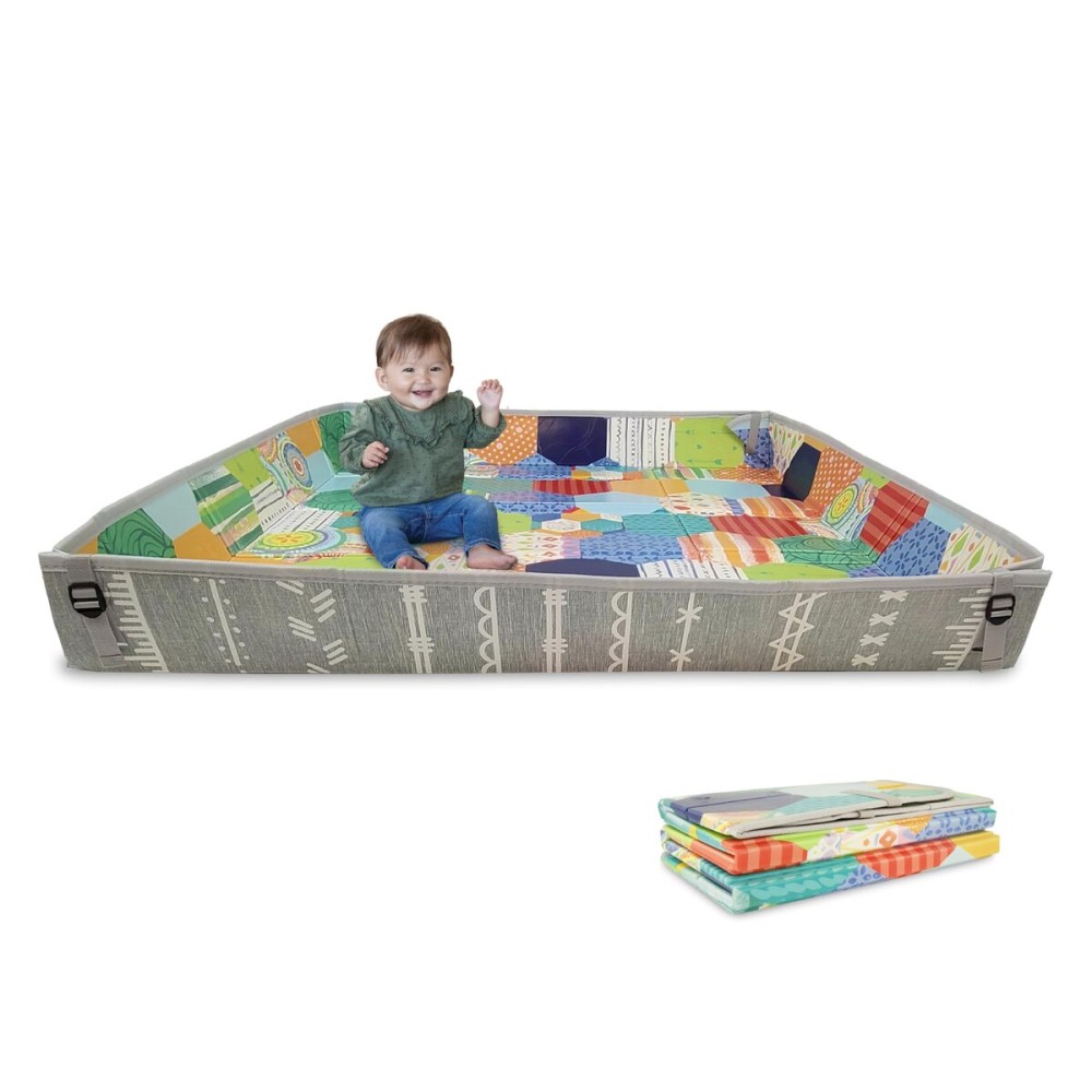 Infantino Foldable Soft Foam Play Mat, Baby Play Mat for Tummy Time & Floor Play, Lightweight, Easy to Store, Wipeable, Multicolor