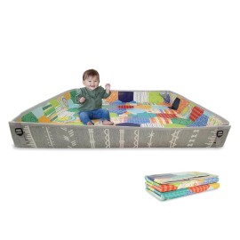 Infantino Foldable Soft Foam Play Mat, Baby Play Mat for Tummy Time & Floor Play, Lightweight, Easy to Store, Wipeable, Multicolor