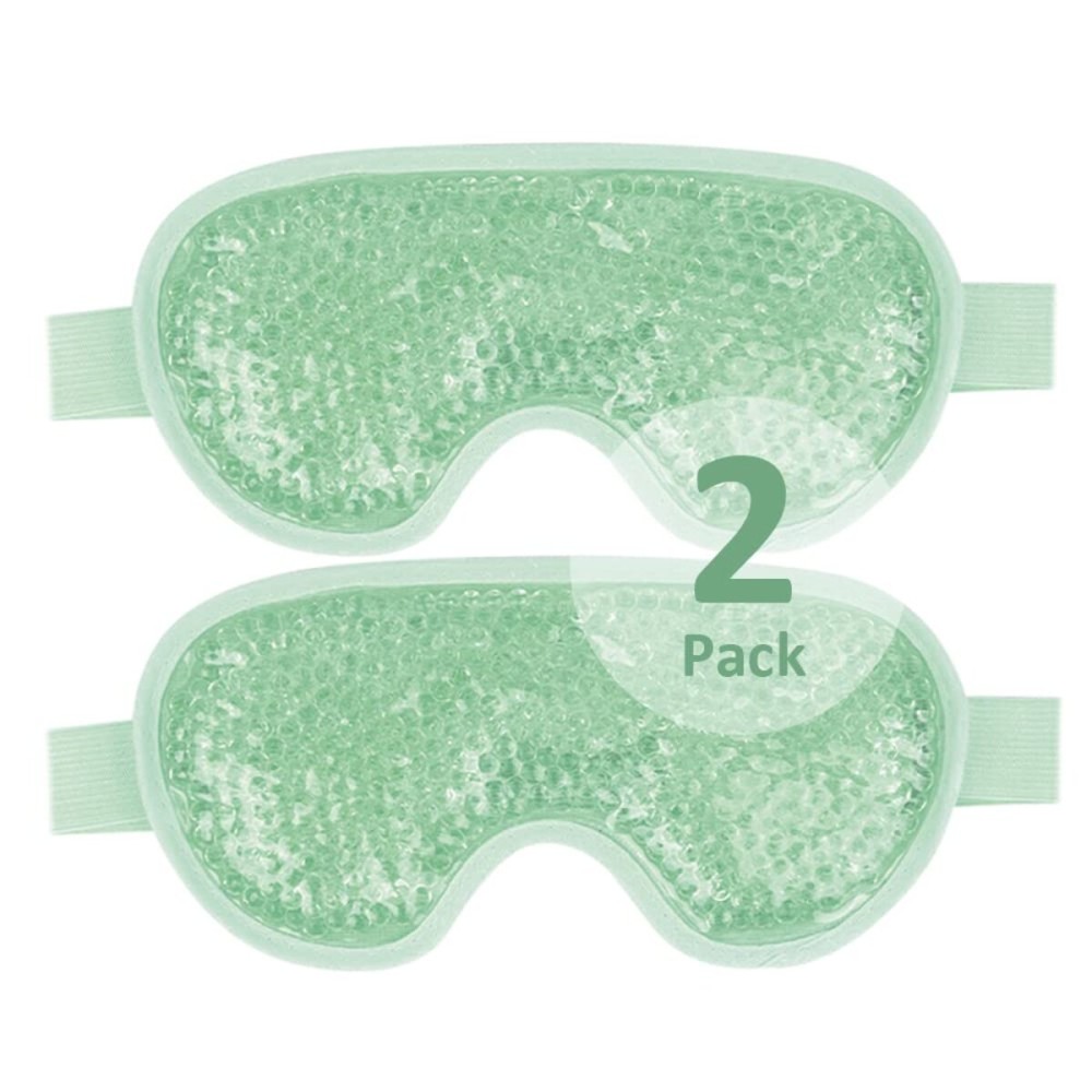NEWGO Cooling Eye Mask for Puffy Eyes, Cold Eye Mask Eye Ice Pack for After Eyes Surgery, Tension Stress Relief, Itchy Eyes, Headaches, Dark Circles - Blue (Green-2Pack)