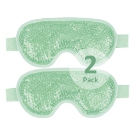 NEWGO Cooling Eye Mask for Puffy Eyes, Cold Eye Mask Eye Ice Pack for After Eyes Surgery, Tension Stress Relief, Itchy Eyes, Headaches, Dark Circles - Blue (Green-2Pack)